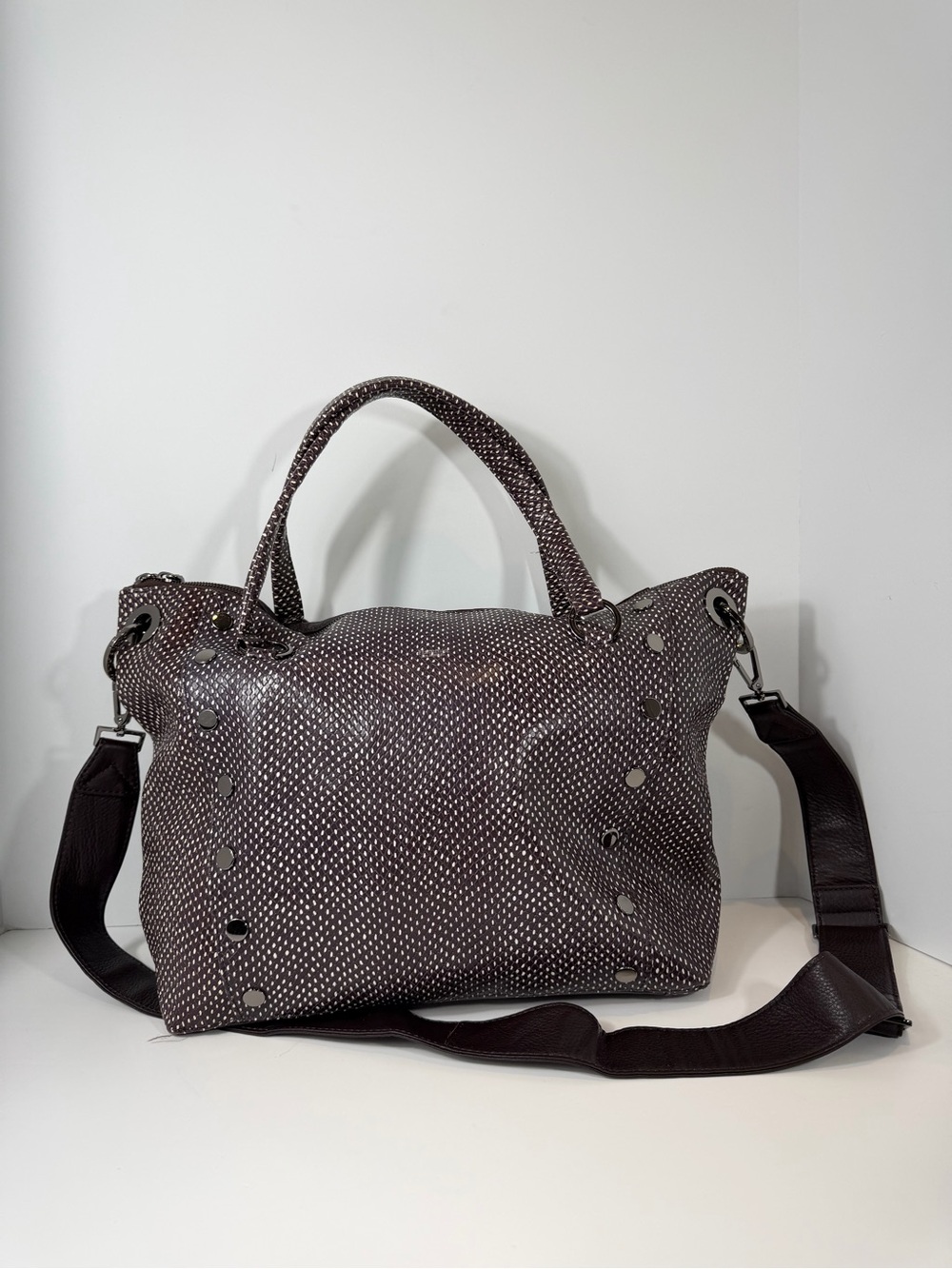 Hammitt Daniel large Satchel Crossbody Bag - Textured Dot Leather
